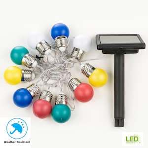 10-Light 225 in. Solar Integrated LED Assorted Color Round Light Bulb String Light with Solar Panel
