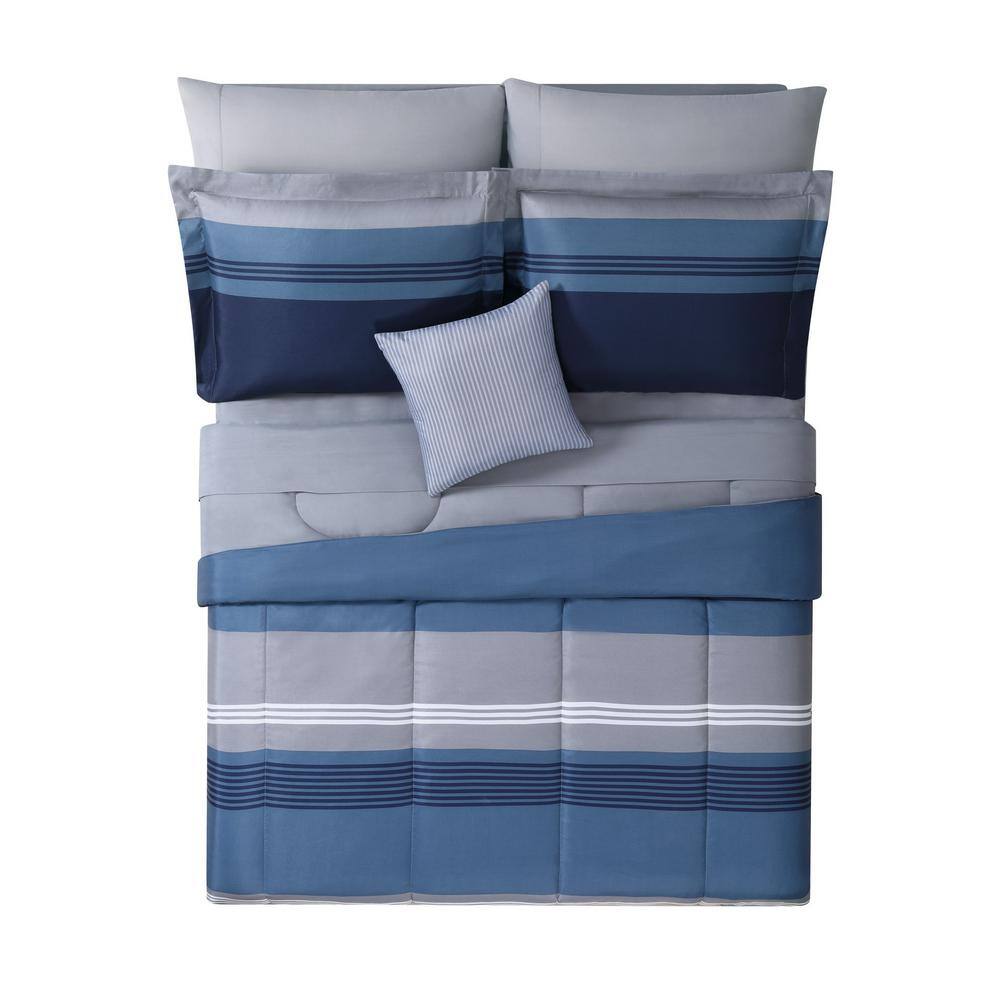 Blue Queen Microfiber Reversible Bed in a Bag Set
