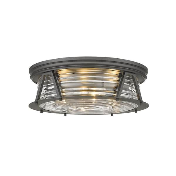 Unbranded Cape Harbor 20 in. 4-Light Bronze Flush Mount Light with Glass Shade