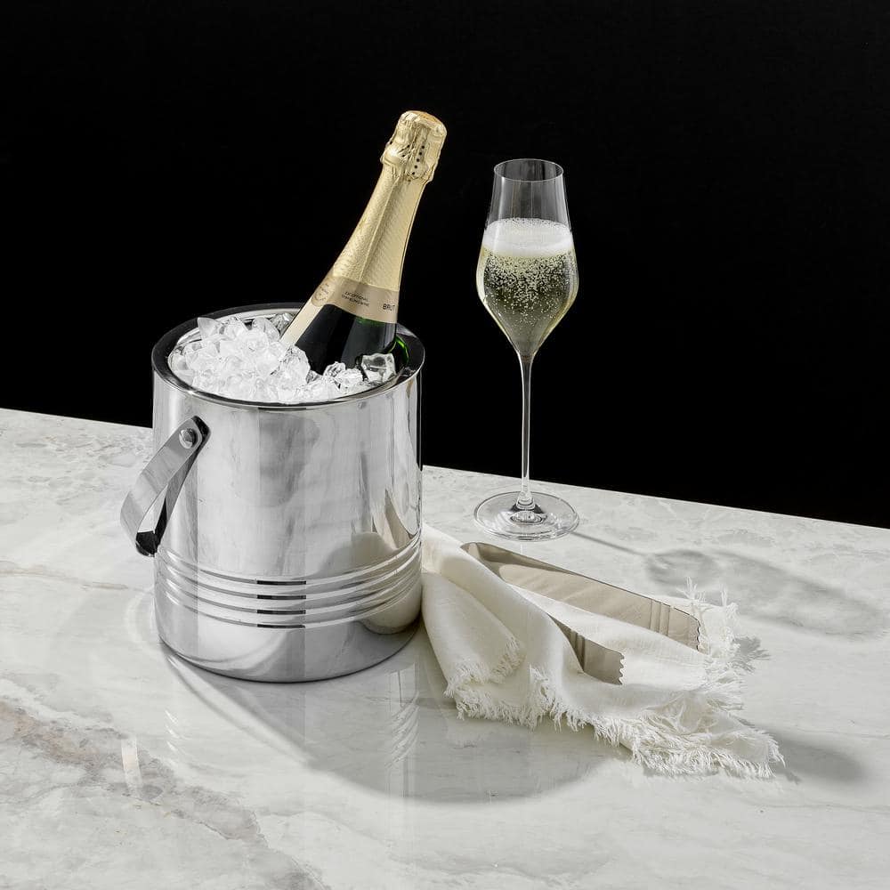 Stainless Steel Double Wall Ice Bucket with Lid and Tongs
