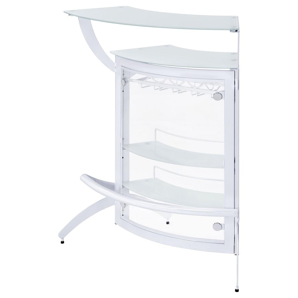 White Acrylic and Glass Half Circle Home Bar