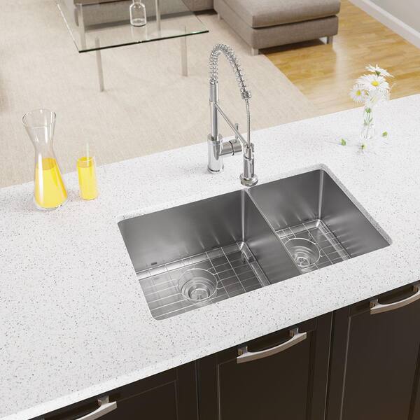 MR Direct Undermount Stainless Steel 31-1/8 in. Double Bowl Kitchen Sink with Additional Accessories