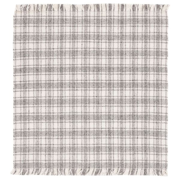 Frayed Rugs SAFAVIEH Natura 6 ft. x 6 ft. Gray/Ivory Frayed Plaid Square Area Rug ...