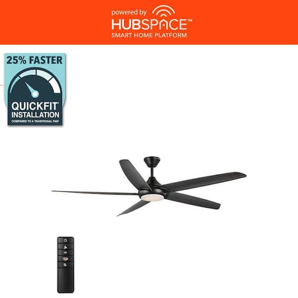 Highstone 70 in. White Color Changing Indoor/Outdoor Matte Black Smart Ceiling Fan with Remote Powered by Hubspace