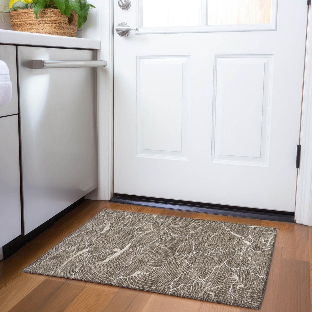 Mayfield Premium Machine Washable Abstract AMF1048 Brown 2 ft. x 3 ft. Area Rug price history on PriceWatchPro