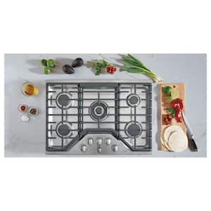 30 in. Gas Cooktop in Stainless Steel and Brushed Stainless with 5 Burners Including 20,000 BTU Triple Ring Burner