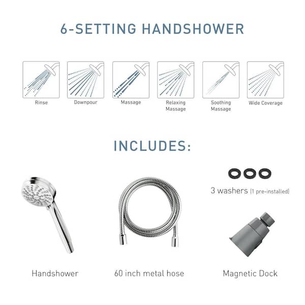 MOEN - Attract with Magnetix 6-Spray Single Wall Mount 3.75 in Handheld Adjustable Shower Head in Mediterranean Bronze