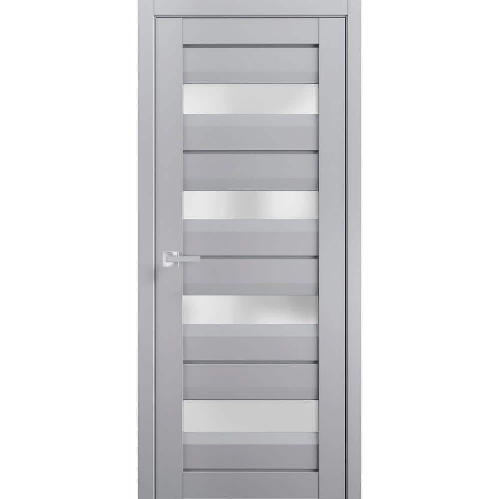 24 in. x 96 in. 1 Panel Matte Grey Finished Solid Wood Sliding Door with Hardware price history on PriceWatchPro