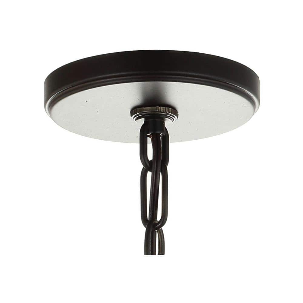17" Oil Rubbed Bronze and White Drum Pendant Light