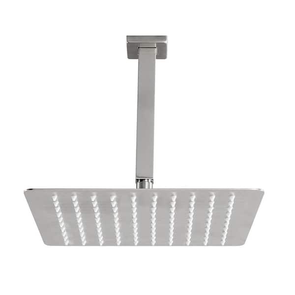 Flynama 1-Spray Patterns with 2.5-GPM 15.7 in. Ceiling Mount Rain Fixed Shower Head in Brushed Nickel