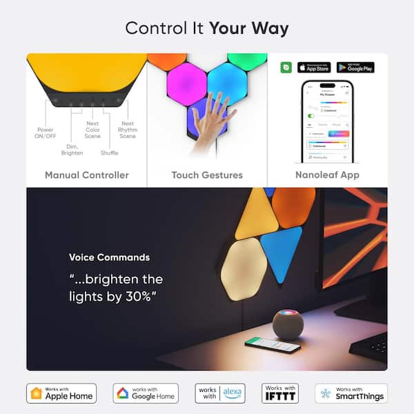 Nanoleaf Shapes - Modular Lighting Black Hexagon Smarter Kit RGBW