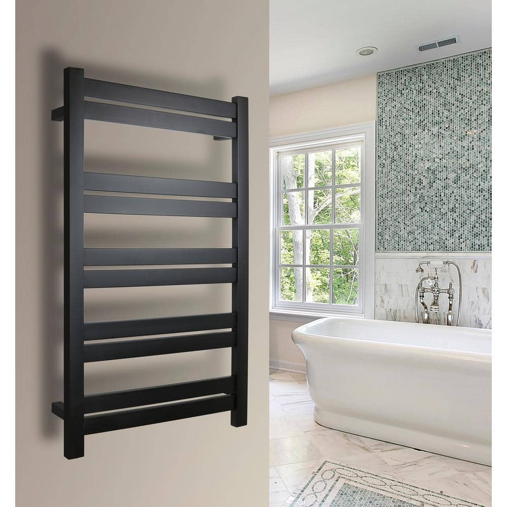 Grande 10-Bar Black Stainless Steel Wall-Mounted Towel Warmer