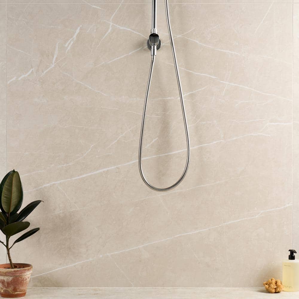 Cream Marble Look Satin Porcelain Large Format Tile