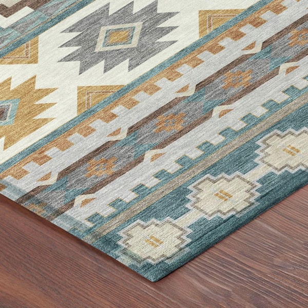 Chantille Machine Washable Indoor/Outdoor Abstract ACN2539 Teal 5 ft. x 7 ft. 6 in. Area Rug
