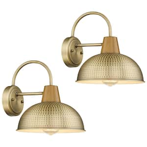 10.2 in. Gold No Motion Sensing Outdoor Hardwired Barn Wall Sconce Waterproof Lantern Scone with No Bulbs Included
