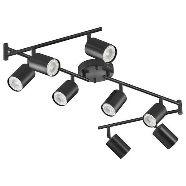 8-Light 4.5 ft. Matte Black Ceiling Mounted Hardwired Track Lighting Kit with Adjustable Heads and 8-Bulbs Included