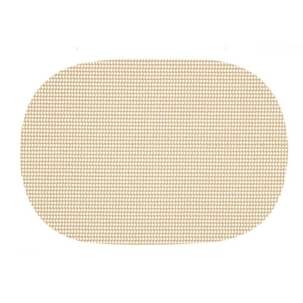 Kraftware Fishnet 17 in. x 12 in. Ivory PVC Covered Jute Oval Placemat (Set of 6)