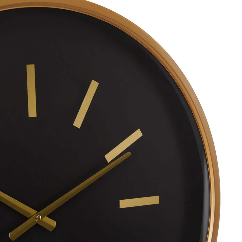 24" Black and Gold Metal Round Wall Clock