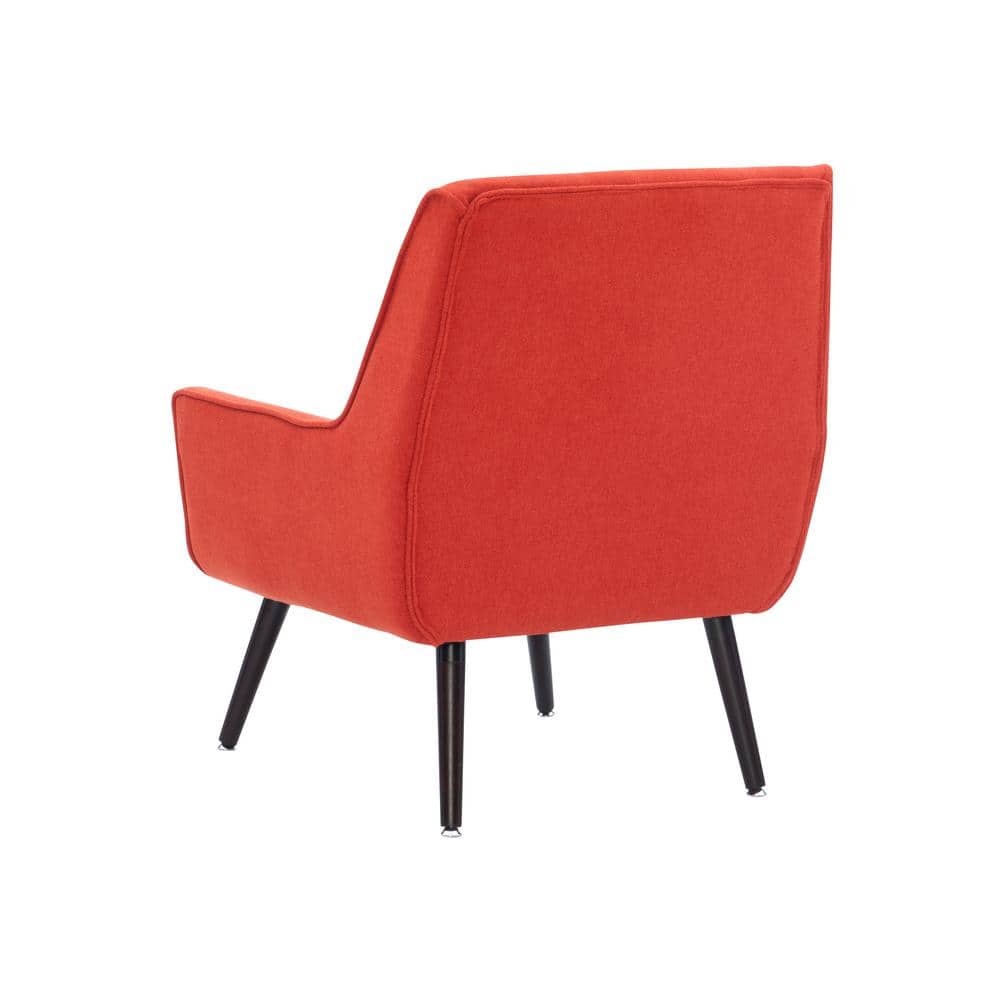 Pimento Red Button Tufted Wood Accent Chair