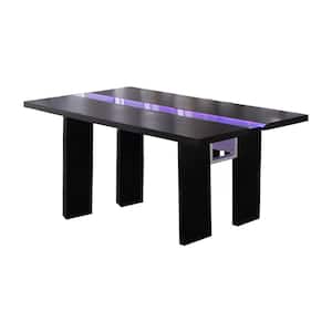 Timur 76 in. Black LED Light Rectangular Dining Table