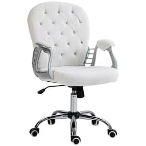 Fabric Adjustable Height Ergonomic Home Office Chair in White with Arms