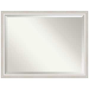Medium Rectangle Trio White Wash Silver Beveled Glass Casual Mirror (33.5 in. H x 43.5 in. W)