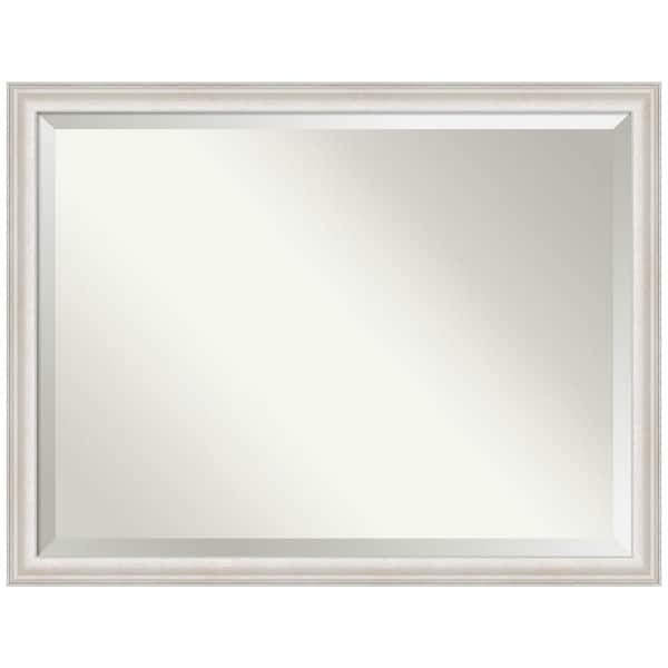 Amanti Art Medium Rectangle Trio White Wash Silver Beveled Glass Casual Mirror (33.5 in. H x 43.5 in. W)