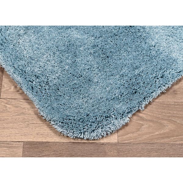 Finest Luxury Basin Blue 22 in. x 60 in. Washable Bathroom Accent Rug