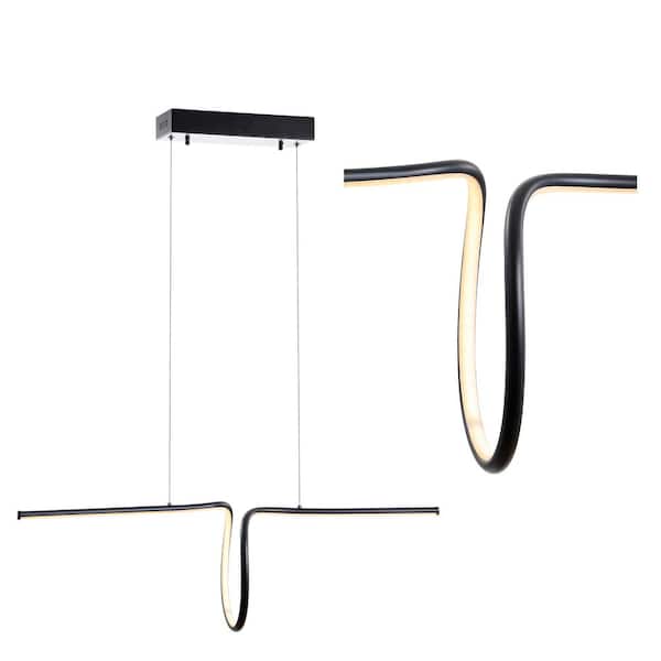 Ali 34.5 in. Dimmable Adjustable Integrated LED Black Metal Linear Pendant