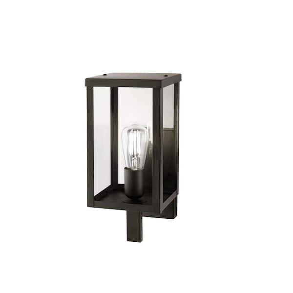 Home Decorators Collection 24 in. Bronze Rustic Indoor/Outdoor 1-Light Wall Sconce with Clear Glass Shade