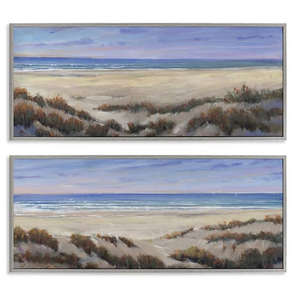 Coastal Beach Terrain by Tim OToole 2 Pieces Gray Framed Nature Giclee Art Print 13 in. x 30 in.