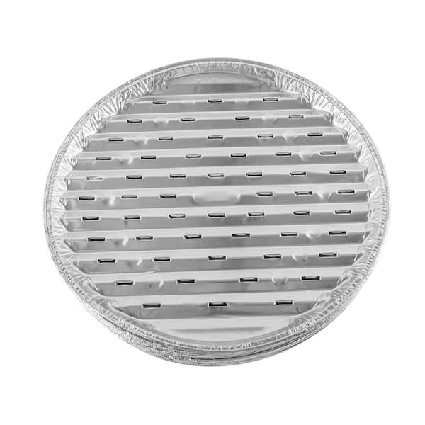 20-Pack Aluminum Foil Broiler Pans Disposable Round Grill Tray Durable Ribbed Surface for BBQ Cooking Grilling