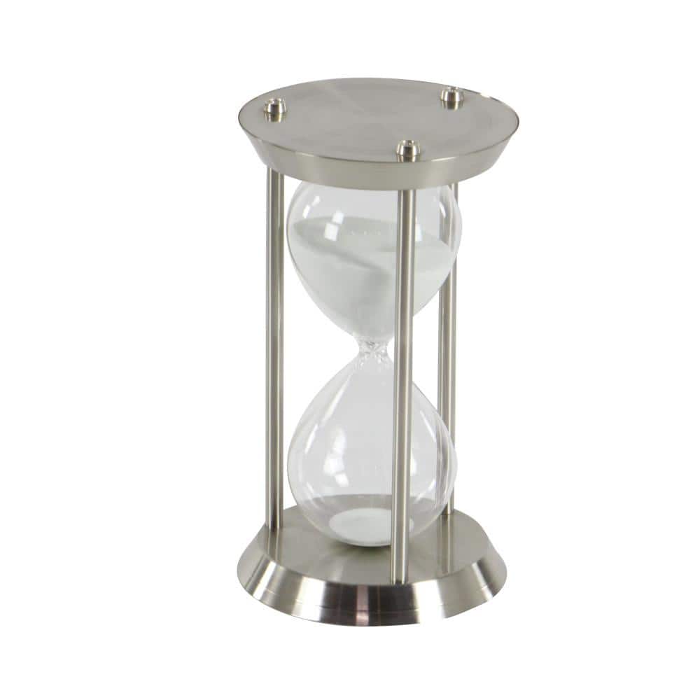Elegant Silver Metal and Glass 12" Hourglass Sand Timer