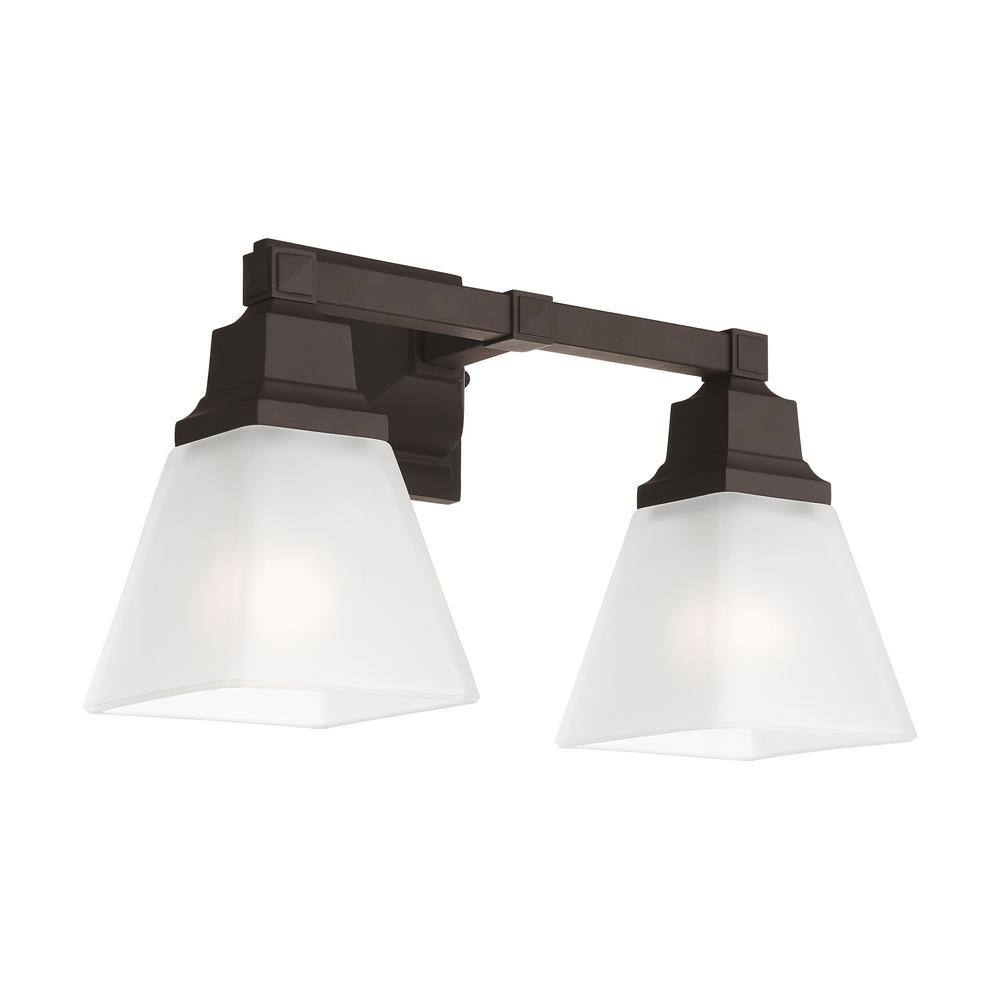 Polished Chrome 2-Light Vanity with Frosted Glass Shades