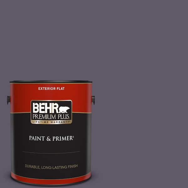 BEHR PREMIUM PLUS 1 gal. #S570-7A Plush Purple Flat Exterior Paint & Primer
