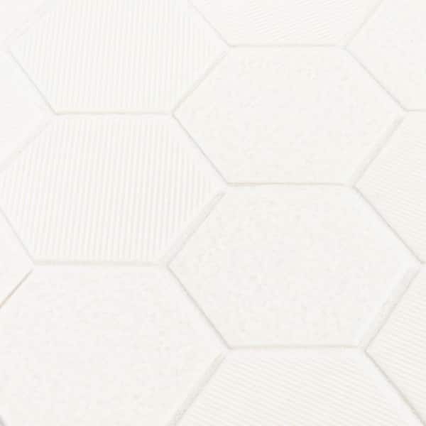 Jeffrey Court Diamond Pattern White 8.75 in. x 10.125 in. Hexagon Matte Glass Mosaic Wall and Floor Tile (12.305 Sq. ft./Case), White-Blk Diamond