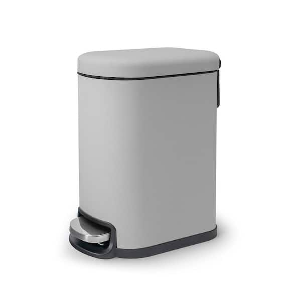 Curved Rectangular 5 L/1.3 Gal. Pedal Trash Bin with Soft Close Lid in Matte Gray