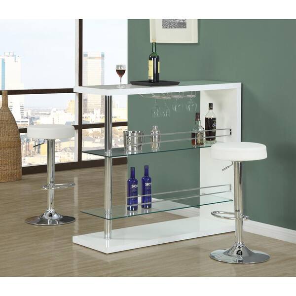 Monarch Specialties Adjustable Height Chrome Swivel Cushioned Bar Stool