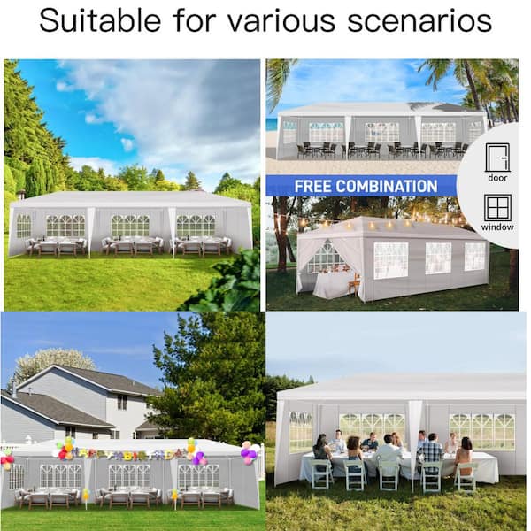 ESILOO Deluxe Series 10 ft. x 30 ft. White Canopy Heavy-Duty
