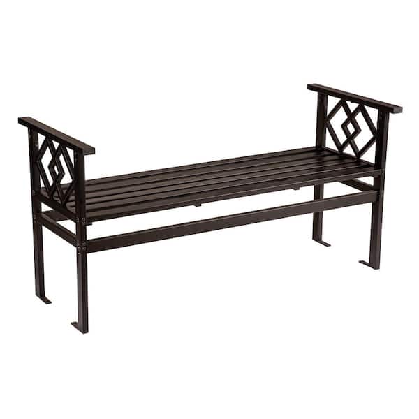 48 in. Garden Metal Interlocked Diamond Outdoor Garden Bench