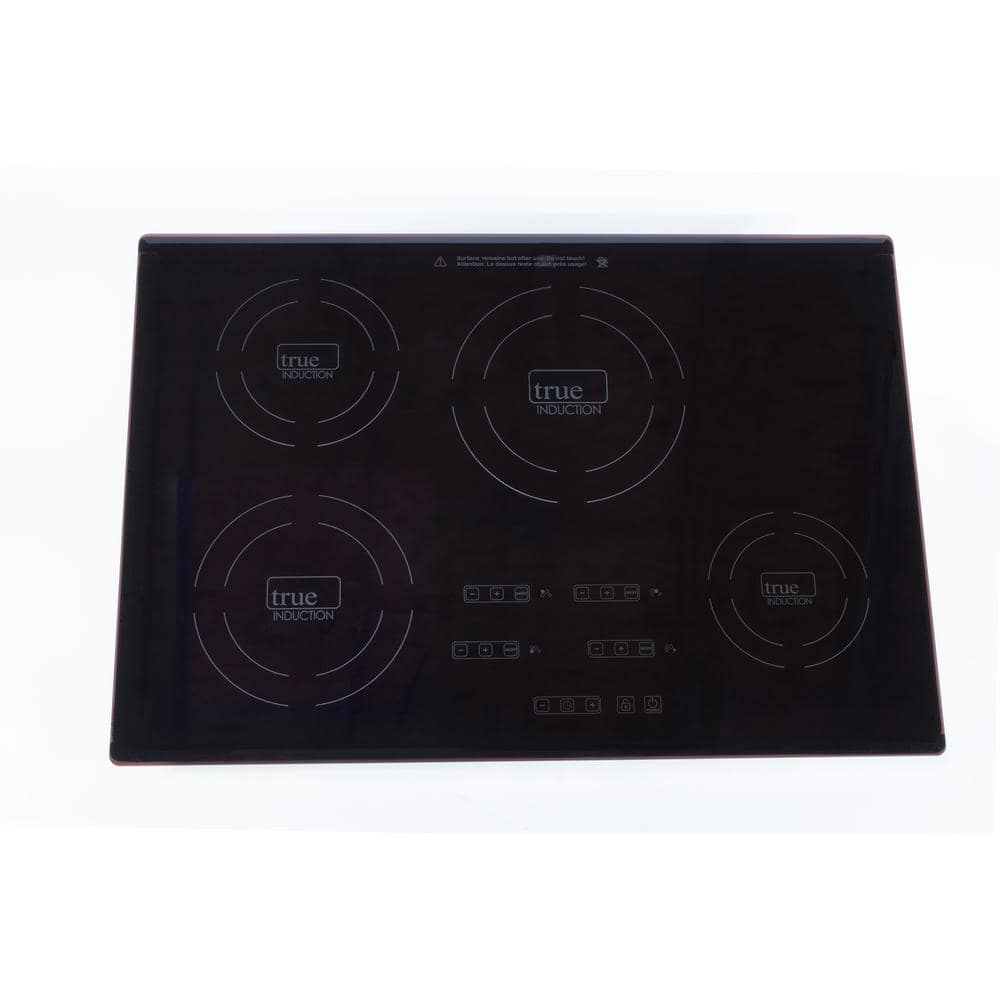 True Induction TI-4B 30 in. 4 Element Black Induction Glass-Ceramic Cooktop 7400W 858UL Certified