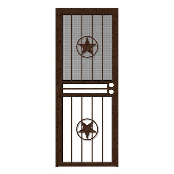 Unique Home Designs 30 in. x 80 in. Lone Star Copperclad Recessed Mount All Season Security Door with Insect Screen and Glass Inserts