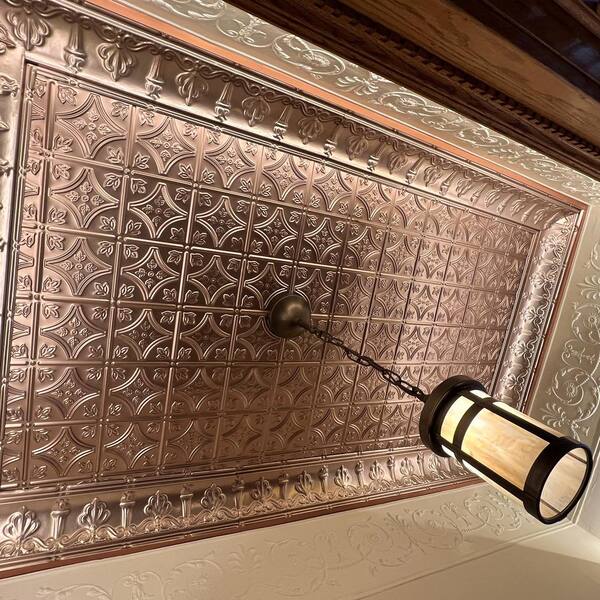 FROM PLAIN TO BEAUTIFUL IN HOURS Moonlit Seashore 0.012 in. x 6.44 in. x 48 in. Metal Bed Moulding Nail-up Tin Cornice in Lincoln Copper (24 Ln.ft./Pack)