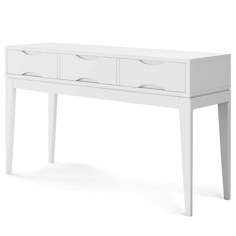 Harper Mid-Century White Solid Hardwood Console with Storage