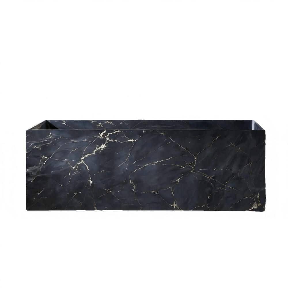 66.81 in. x 28.296 in. Flat Bottom Freestanding Solid surface Soaking Bathtub with Left Drain in Marble Blue price history on PriceWatchPro