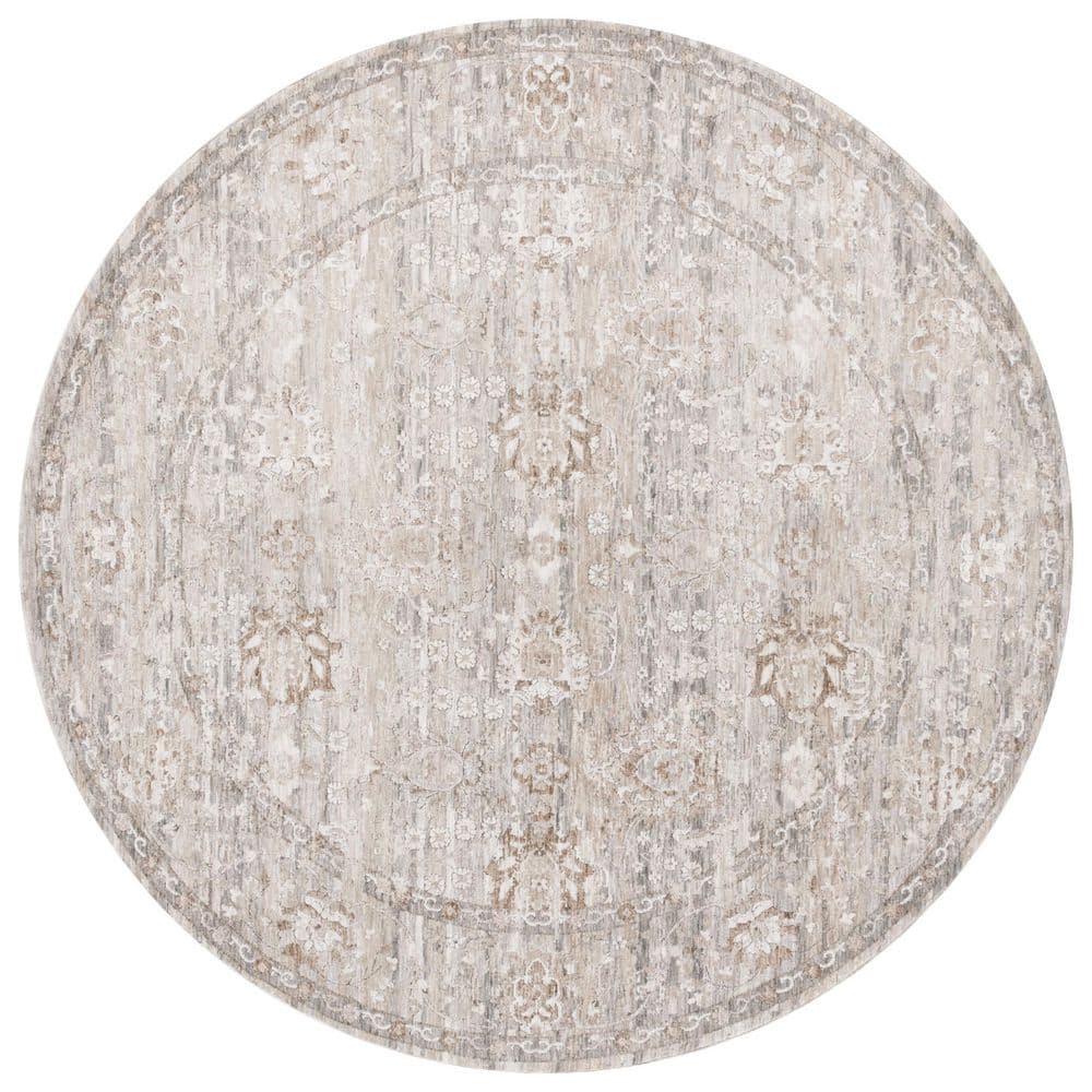 Mason 6 ft. x 6 ft. Beige/Dark Gray Distressed Border Floral Round Area Rug price history on PriceWatchPro