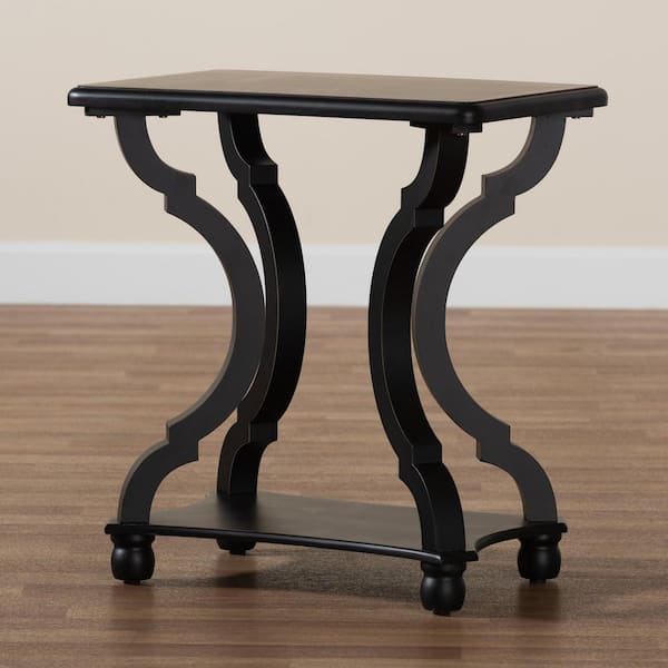 Baxton Studio Cianna 22 in. Black Rectangle Wood End Table 222