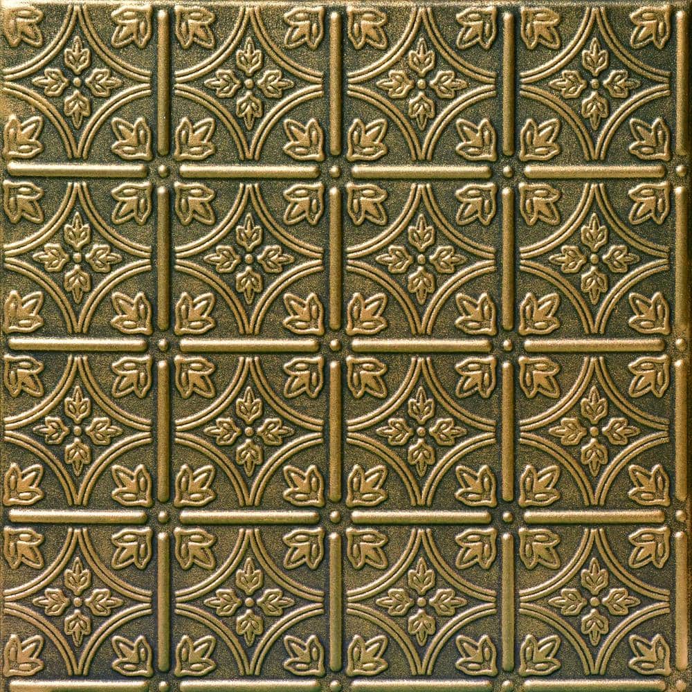 Emmas Flowers Antique Brass 1.6 ft. x 1.6 ft. Decorative Foam Glue Up Ceili