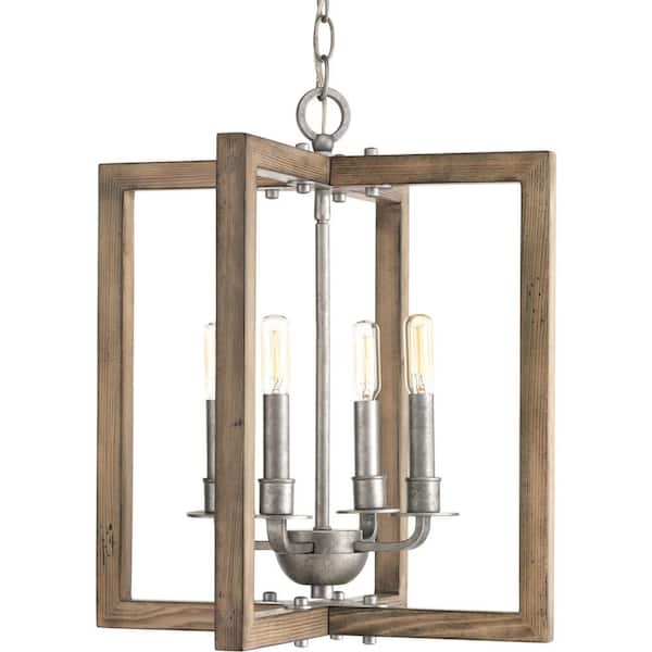 Progress Lighting Turnbury Collection 4-Light Galvanized Finish Coastal Chandelier Light
