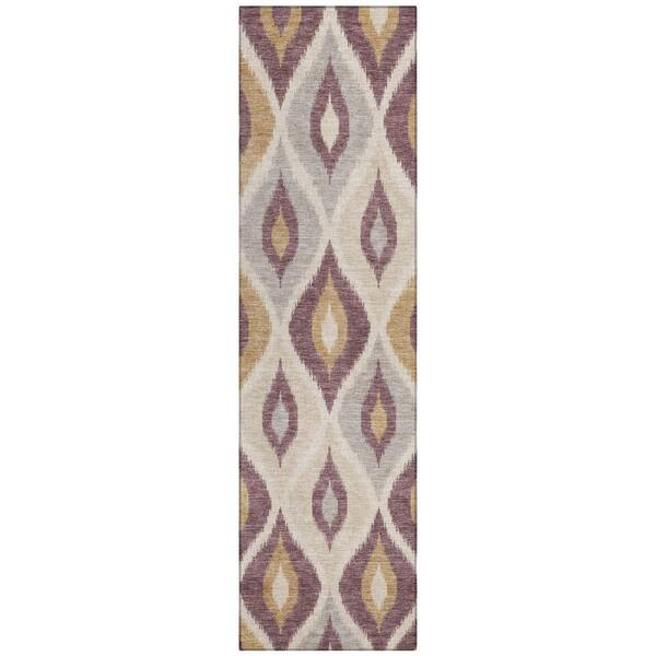 Chantille Machine Washable Indoor/Outdoor Abstract ACN3121 Plum 2 ft. x 7 ft. Runner Rug